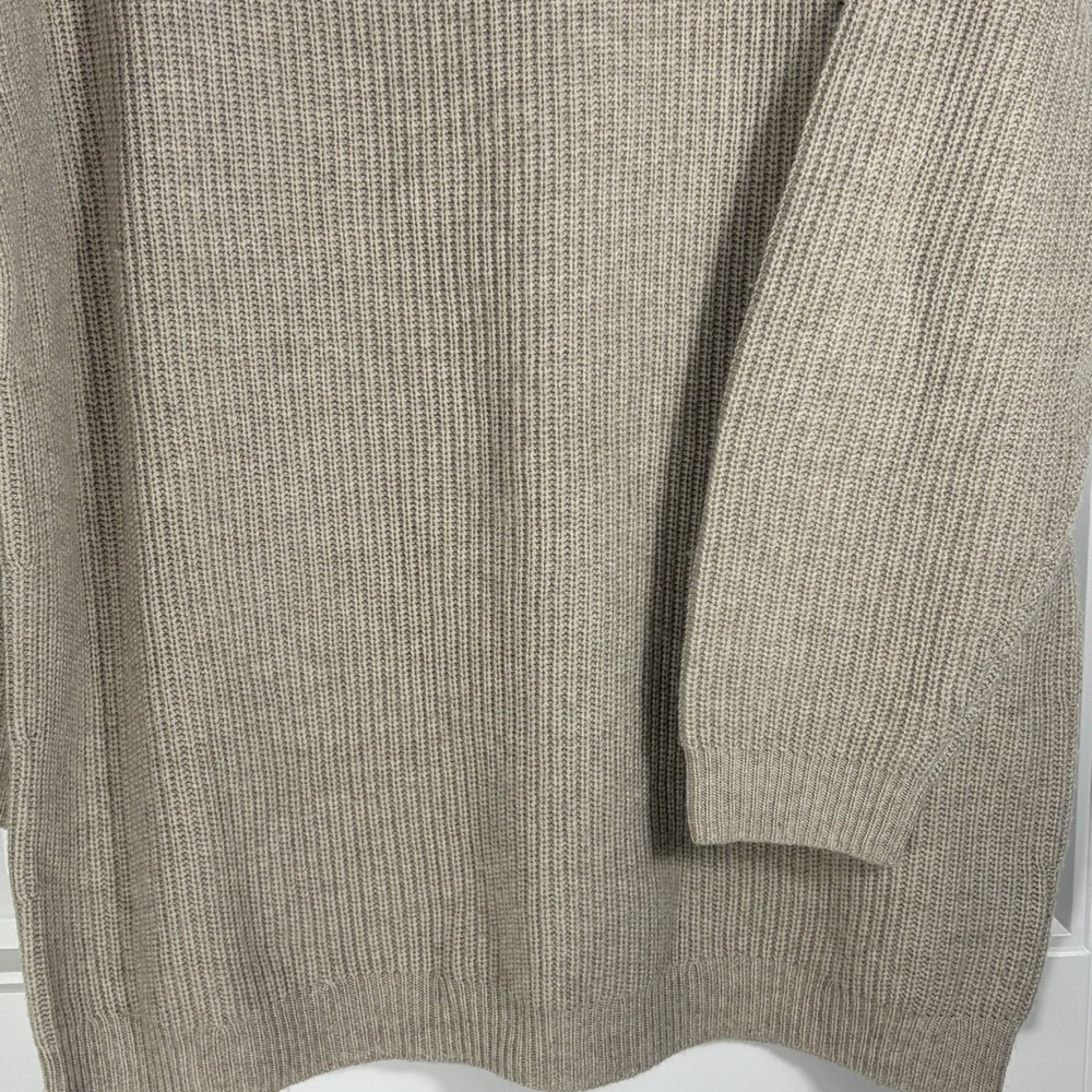 Jenni Kayne Women's Large Oatmeal Wool Cashmere V-Neck Oversized Sweater - Picture 2 of 5